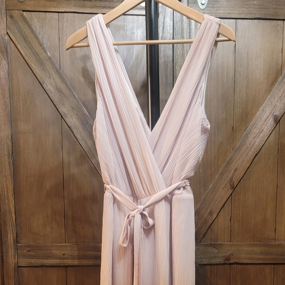 Express Blush Pink Pleated Jumpsuit